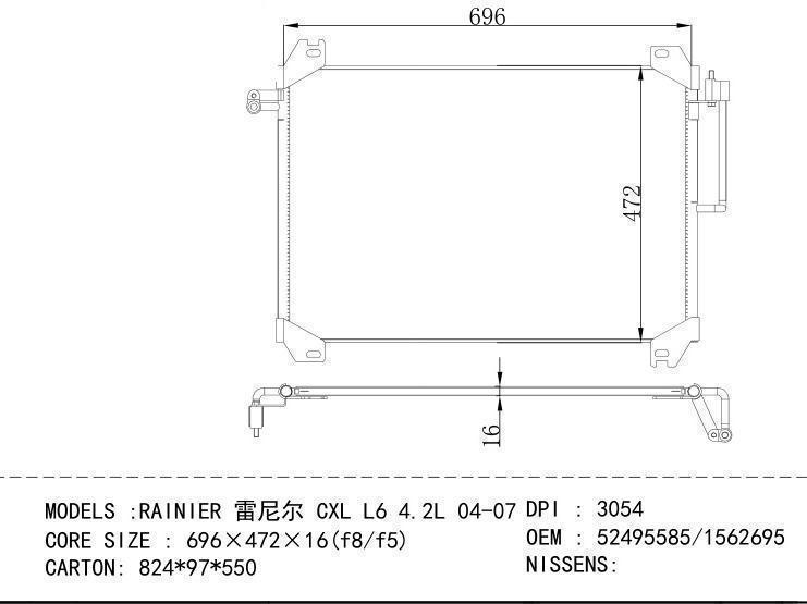 52495585/1562695 Condenser for GM DODGE RAINIER CXL L6 4.2L 04-07