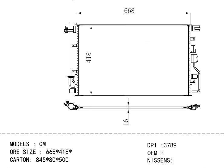  Condenser for GM DODGE GM ORE SIZE : 668*418*16 (f8/f5)