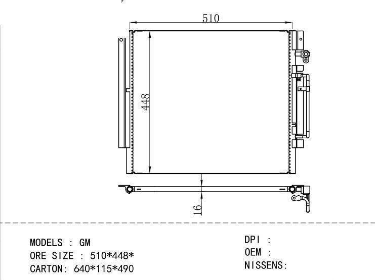  Condenser for GM DODGE GM ORE SIZE : 510*448*16 (f8/f5)