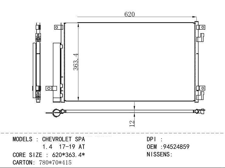 94524859 Condenser for GM DODGE CHEVROLET SPARK A CT IV 1.4 17-19 AT
