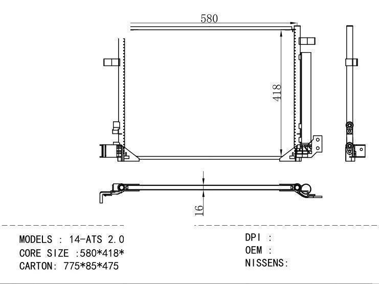  Condenser for GM DODGE 14-ATS 2.0