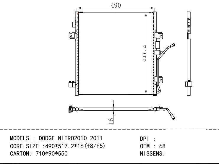 68033237AB Condenser for GM DODGE DODGE NITRO 2010-2011