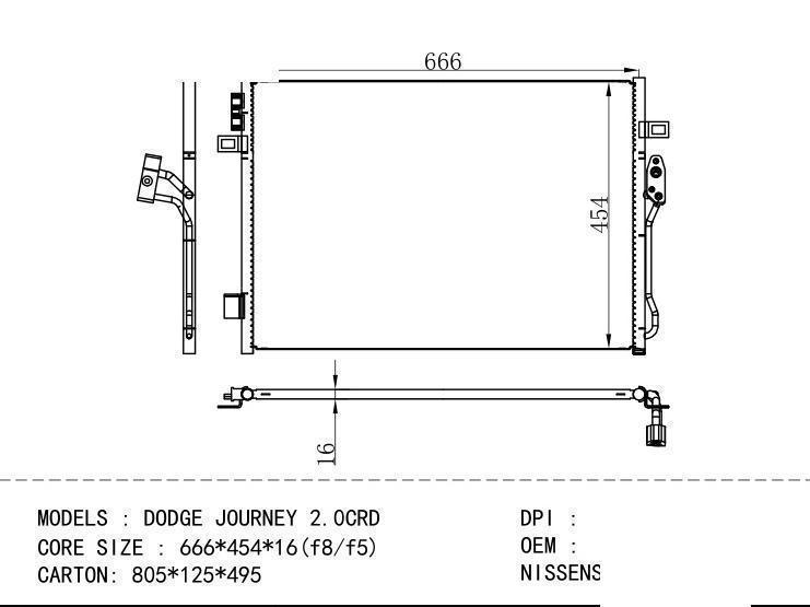 SSENS:940379 Condenser for GM DODGE DODGE JOURNEY 2.0 CRD