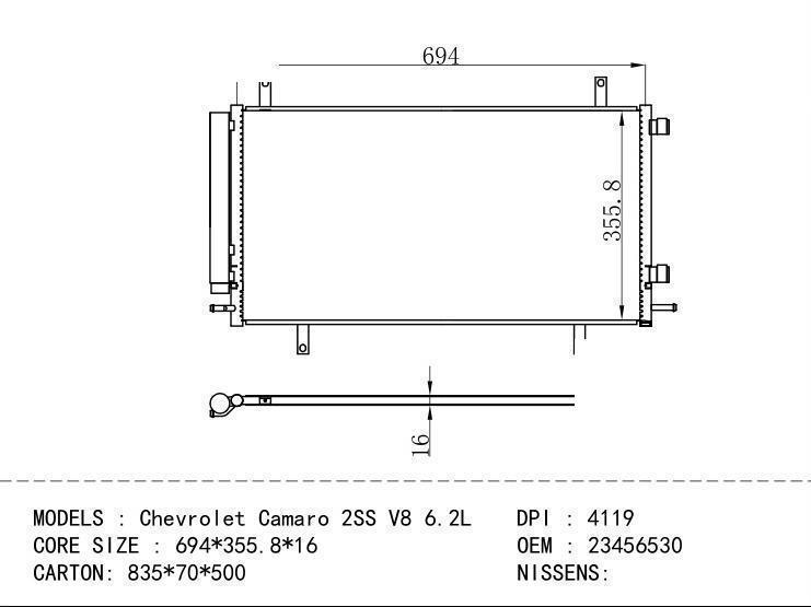 23456530 Condenser for GM DODGE Chevrolet Camaro 2 SS V 8 6.2L