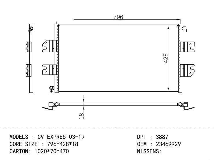 23469929 Condenser for GM DODGE CV EXPRES 03-19