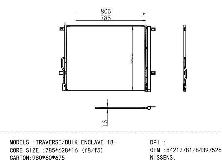 84212781/84397526 Condenser for GM DODGE TRAVERSE/BU IK ENC LAVE 18