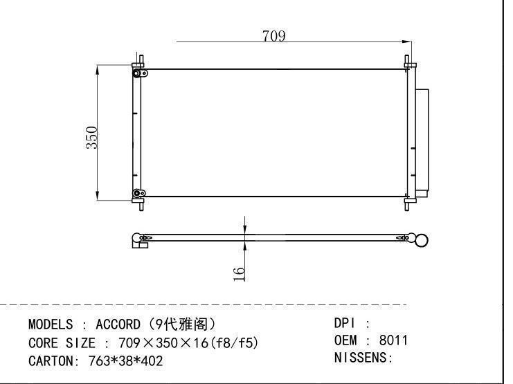 8011-T2J-H01 Condenser for HONDA ACCORD 9
