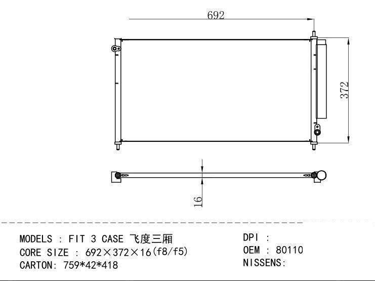 80110-SEM-M02 Condenser for HONDA FIT 3 CASE