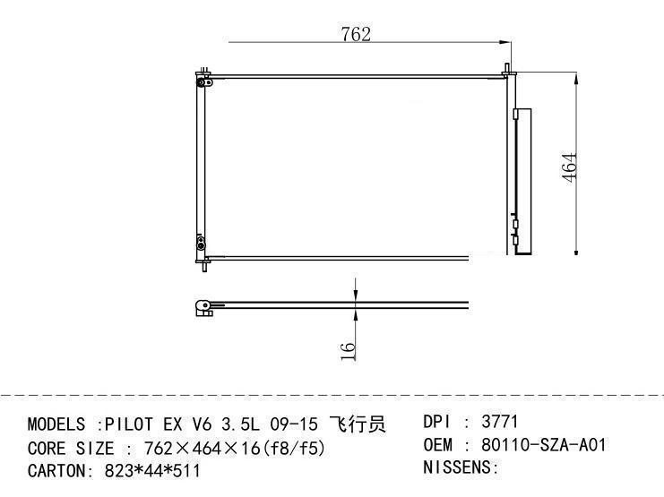 80110-SZA-A01 Condenser for HONDA PILOT EX V 6 3.5L 09-15