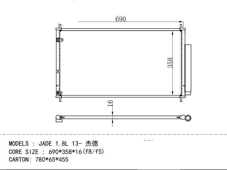  Condenser for HONDA JADE 1.8L 13
