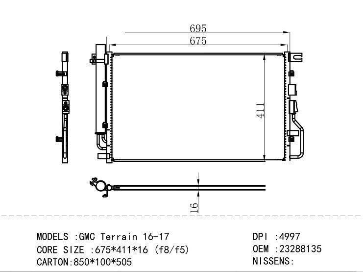 23288135 Condenser for GM DODGE GMC Terrain 16-17