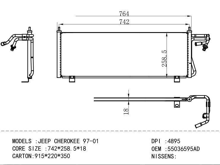55036595AD Condenser for GM DODGE JEEP CHEROKEE 97-01