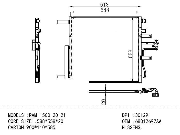 68312697AA Condenser for GM DODGE RAM 1500 20-21