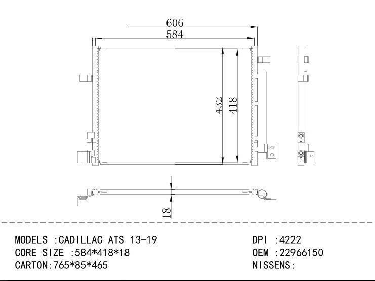 22966150 Condenser for GM DODGE CADILLAC ATS 13-19