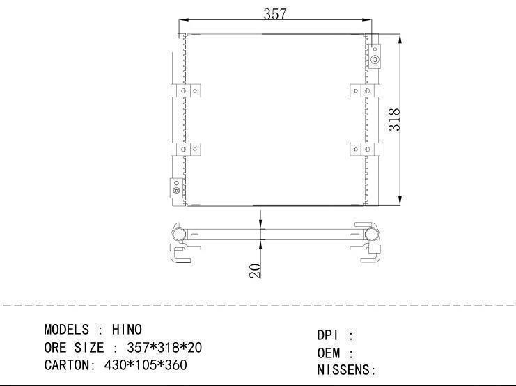 Condenser for HINO HINO ORE SIZE : 357*318*20