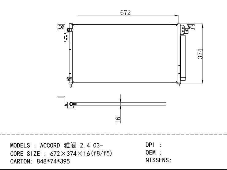  Condenser for HONDA ACCORD 2.4 03