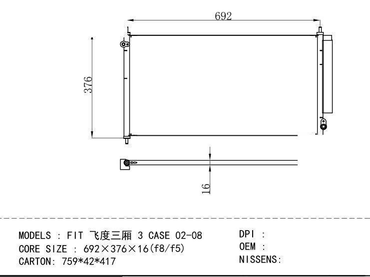  Condenser for HONDA FIT 3 CASE 02-08