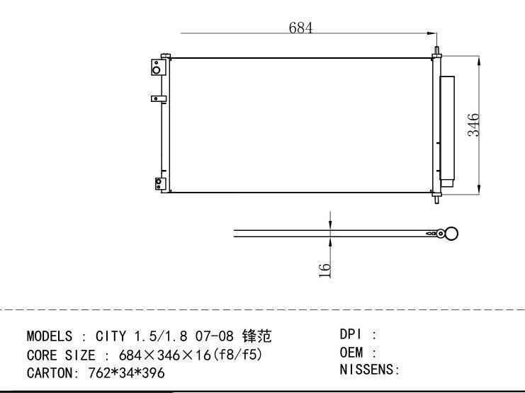  Condenser for HONDA CITY 1.5/1.8 07-08