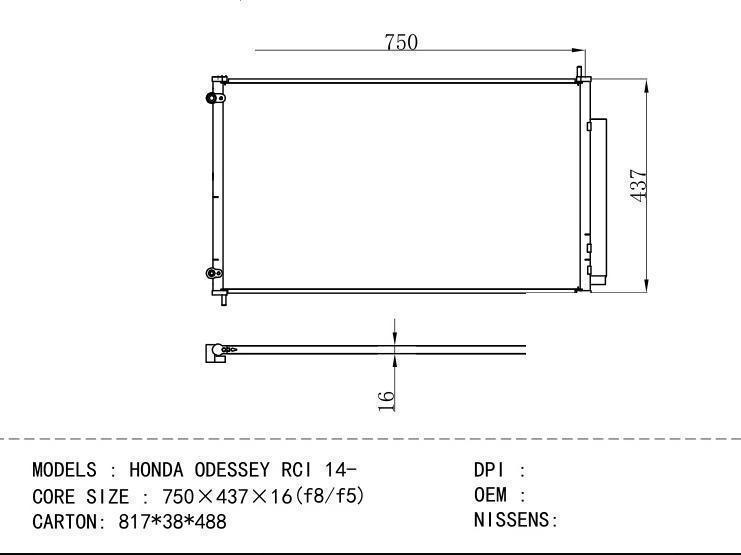  Condenser for HONDA HONDA ODESSEY RC I 14