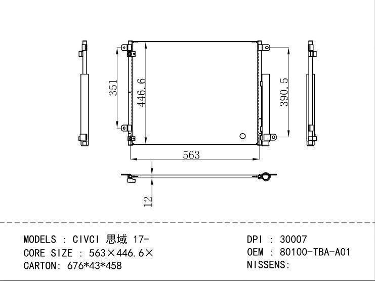 80100-TBA-A01 Condenser for HONDA CIVCI 17
