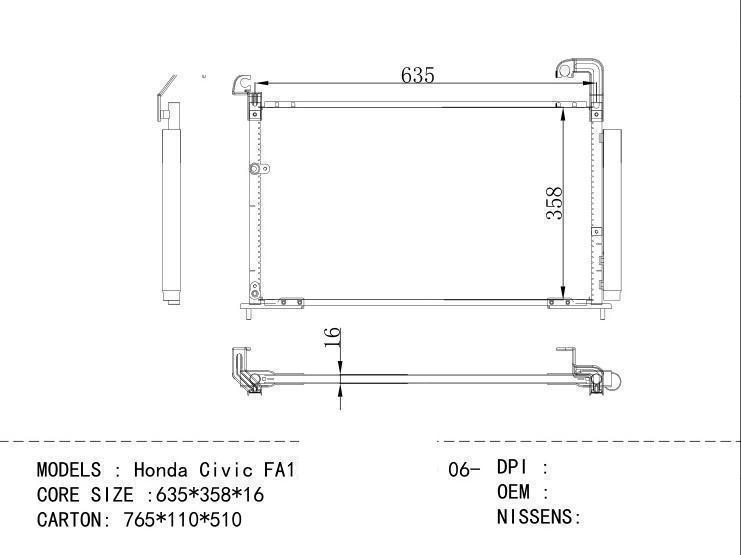  Condenser for HONDA Honda Civic FA1 ( FA1) 06