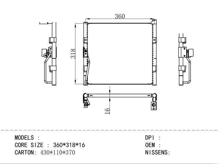  Condenser for HONDA 360*318*16