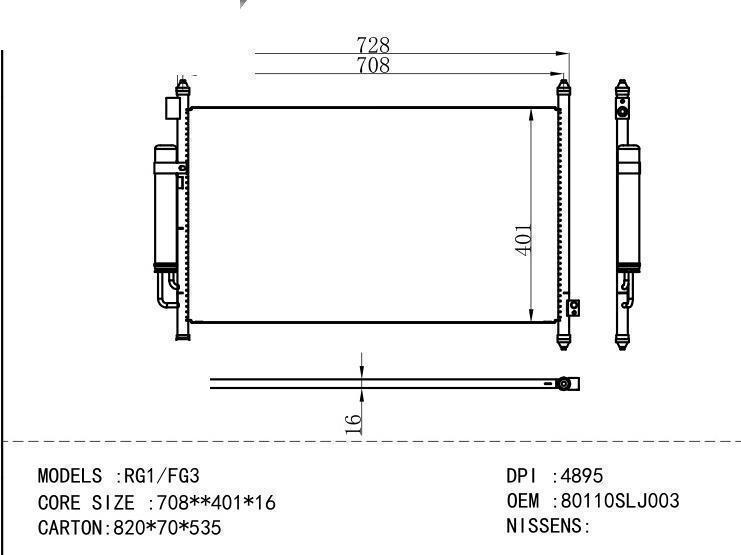 80110SLJ003 Condenser for HONDA RG1/FG3