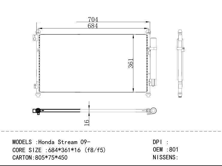 80110SMA003 Condenser for HONDA Honda Stream 09