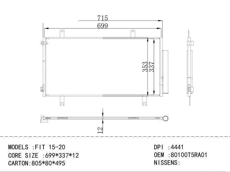 80100T5RA01 Condenser for HONDA FIT 15-20
