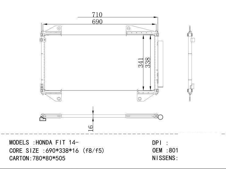 80100T Condenser for HONDA HONDA FIT 14- 5 NM 01