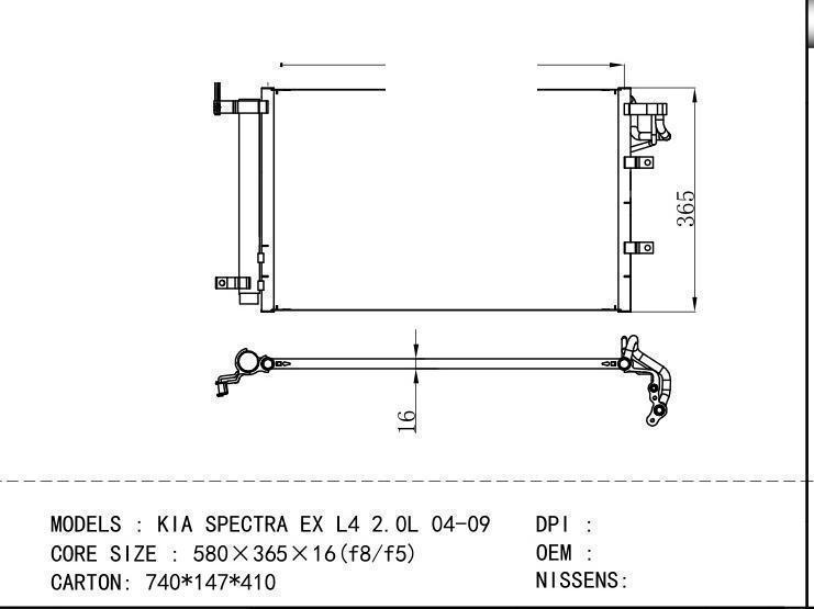  Condenser for HYUNDAI KIA SPECTRA EX L4 2.0L 04-09