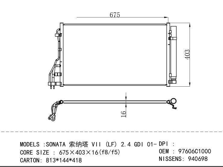 97606C1000 Condenser for HYUNDAI SONATA VII (LF) 2.4 GDI 01