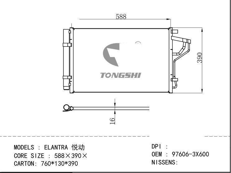 97606-3X600 Condenser for HYUNDAI ELANTRA