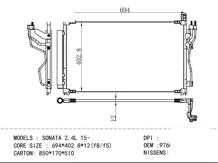 97606-C2000 Condenser for HYUNDAI SONATA 2.4L 15-