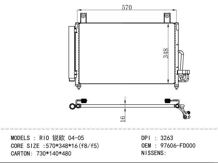 97606-FD000 Condenser for HYUNDAI RIO 04-05