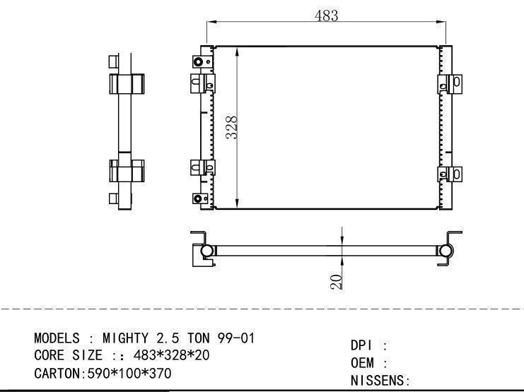  Condenser for HYUNDAI MIGHTY 2.5 TON 99-01