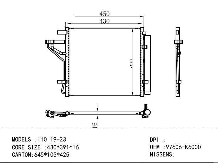 97606-K6000 Condenser for HYUNDAI i10 19-23