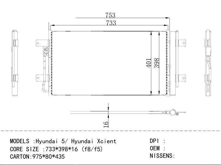  Condenser for HYUNDAI Hyundai 5/ Hyundai Xcient