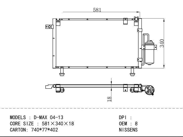 898000108 Condenser for ISUZU D-MAX 04-13