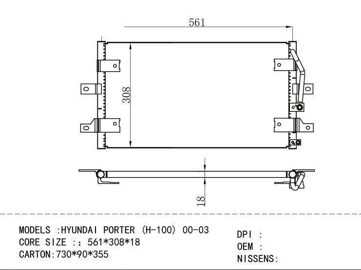  Condenser for HYUNDAI HYUNDAI PORTER (H-100) 00-03