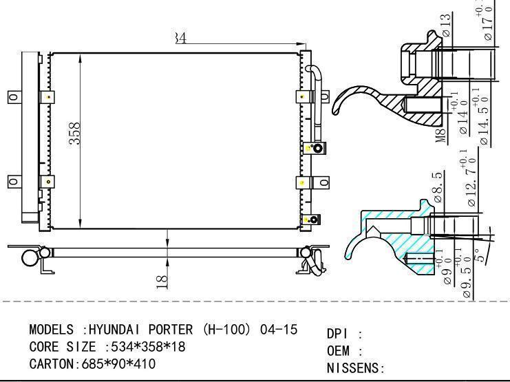  Condenser for HYUNDAI HYUNDAI PORTER (H-100) 04-15