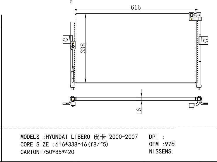 97606-47000 Condenser for HYUNDAI HYUNDAI LIBERO 2000-2007