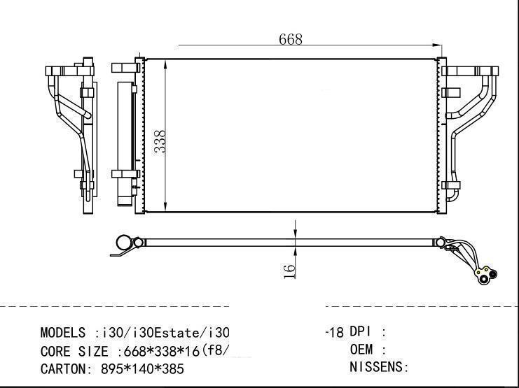  Condenser for HYUNDAI i30/i30Estate/i30 FASTBACK 16-18