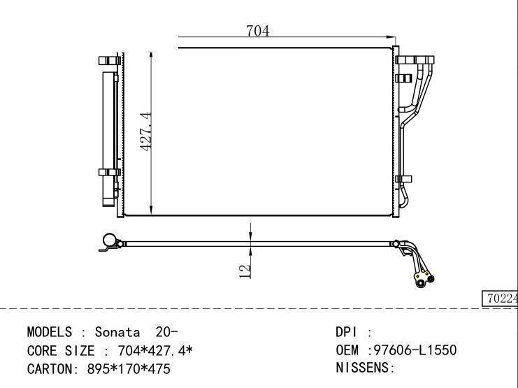 97606-L1550 Condenser for HYUNDAI Sonata 20