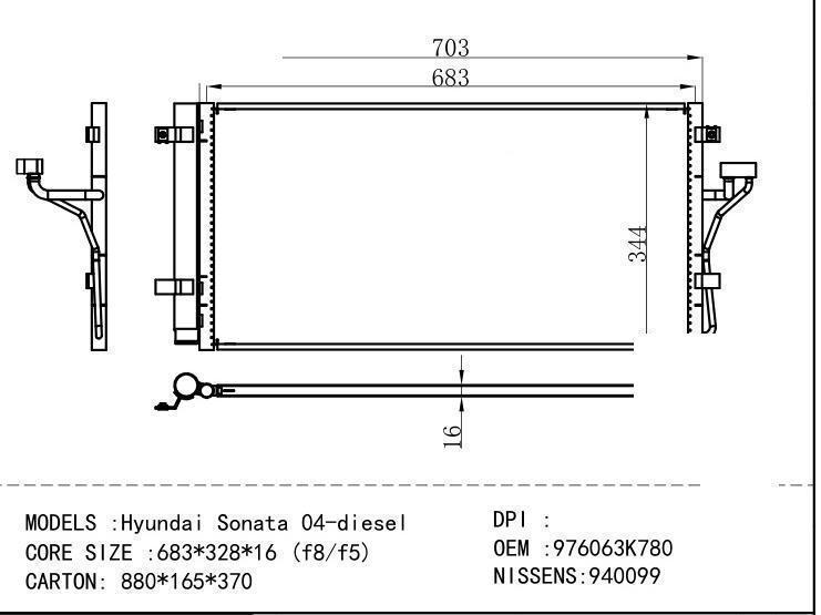 976063K780 Condenser for HYUNDAI Hyundai Sonata 04-d iesel