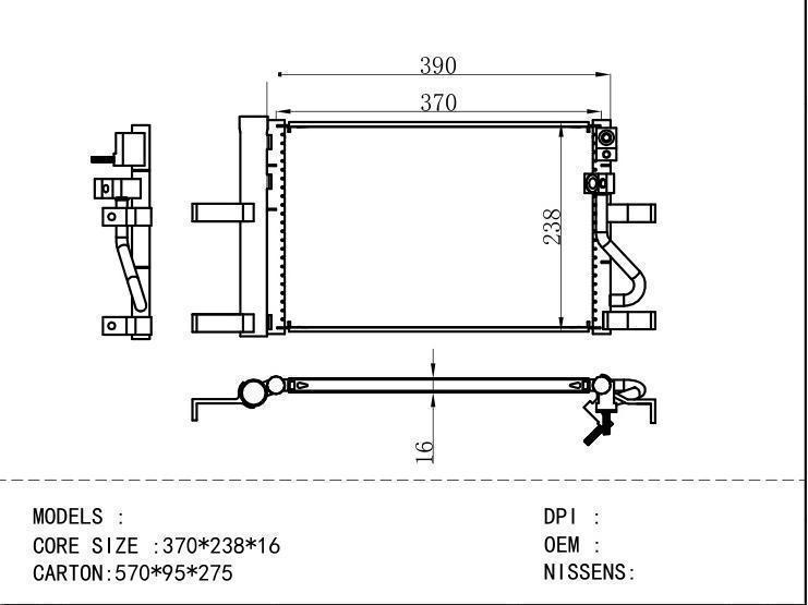  Condenser for HYUNDAI 370*238*16