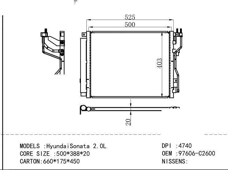 97606-C2600 Condenser for HYUNDAI HyundaiSonata 2.0L