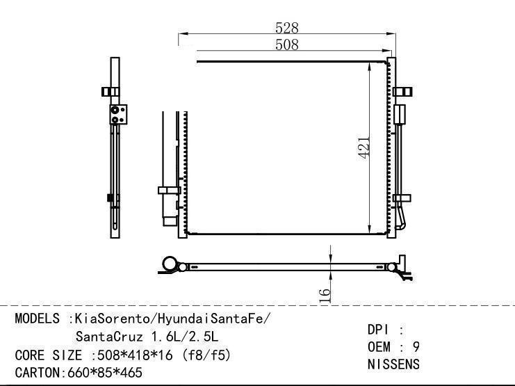 97606P2000 Condenser for HYUNDAI KiaSorento / HyundaiSantaFe