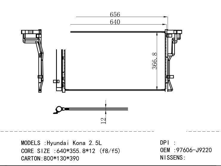 97606-J9220 Condenser for HYUNDAI Hyundai Kona 2.5L