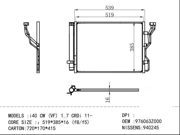 976063Z000 Condenser for HYUNDAI i40 CW (VF) 1.7 CRDi 11